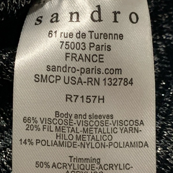 Sandro crewneck three-quarter sleeve black and silver knit dress - Picture 3 of 3